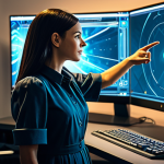A skilled game developer, fully clothed in professional dress, stands in a modern, well-lit game design studio. She is pointing at a holographic display showing abstract, stylized concept art representing a new character class, evoking a sense of mystery and anticipation for a new game. Her expression is thoughtful and focused. The studio features sleek desks and monitors displaying complex design schematics. The atmosphere is innovative and creative. Safe for work, appropriate content, modest clothing, perfect anatomy, natural proportions, well-formed hands, proper finger count, natural body proportions, professional photography, high quality, family-friendly.